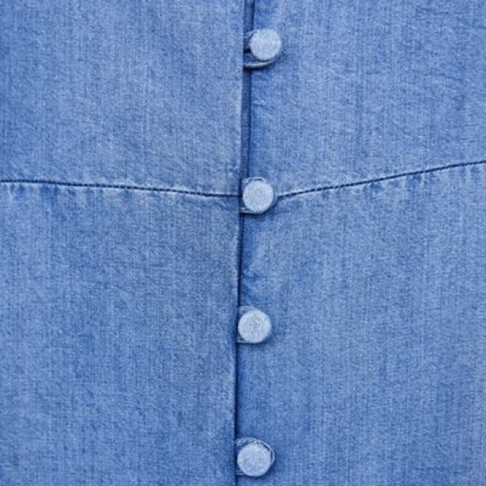 NWT Zara Chambray V Neck Button Down Flowing Top - Picture 3 of 7